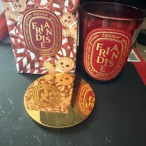Diptyque Red Candle with Gold Accents